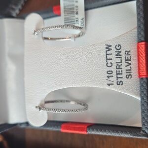 1/10 CTTW Silver Hoop Earrings
